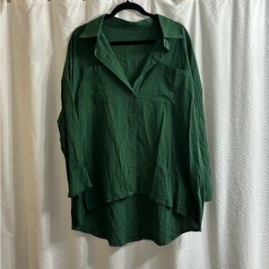 Green Collared Button Up Shirt. Size 5X.